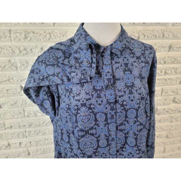 Catherines Womens Shirt 0X Plus Long Sleeve Button Up Mosaic Collar A7E - Picture 4 of 7